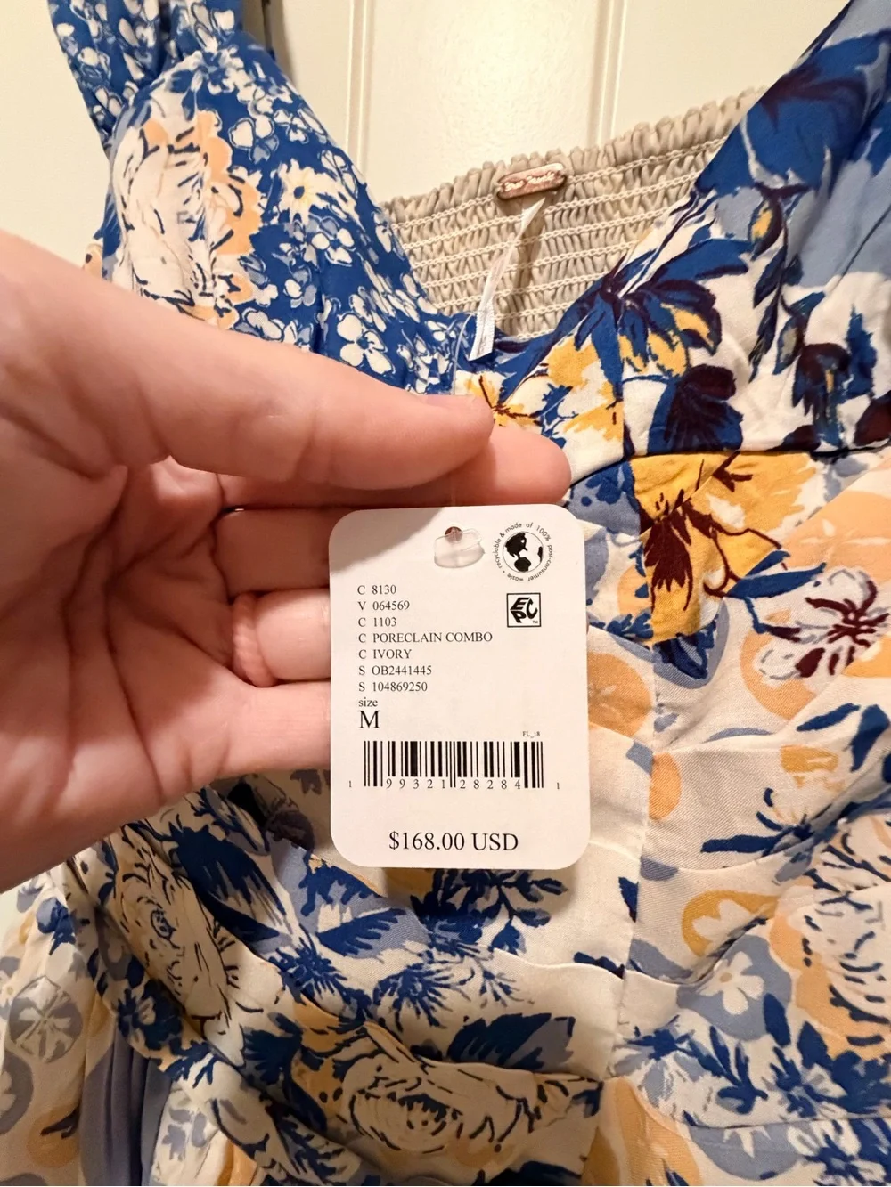 Free People Blue, White & Yellow Floral Maxi Dress
